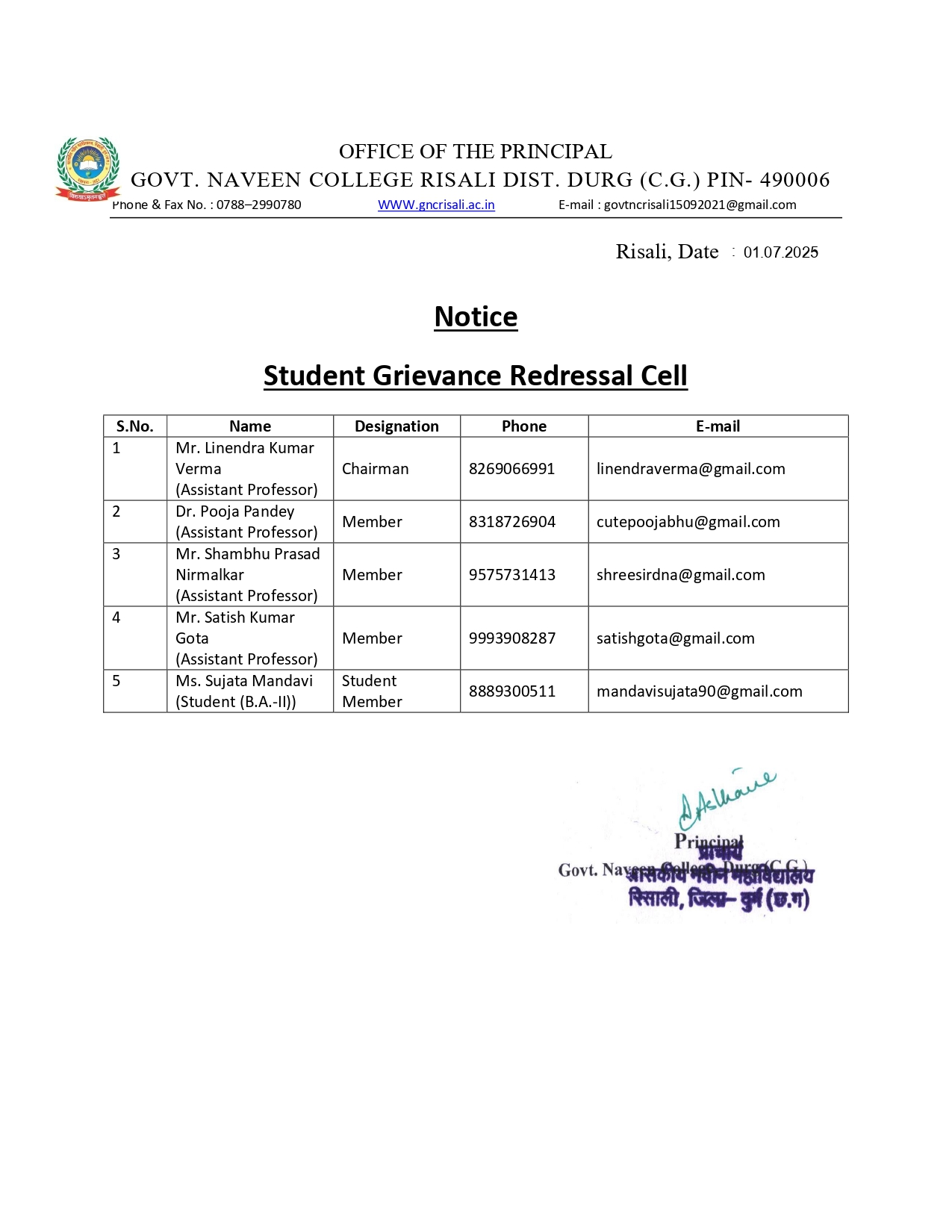 Student Grievance Redressal Cell